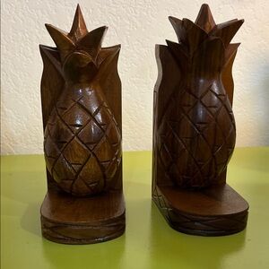 Vintage Pineapple Wooden Bookends